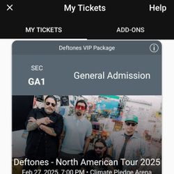 Deftones VIP Floor Tickets 