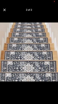 15 Non-Slip Stair Treads Oriental Floral Pattern