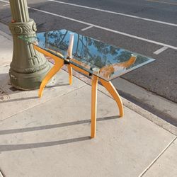 Mcm Italian Sculptural Dining Table W/ Beveled Glass-top