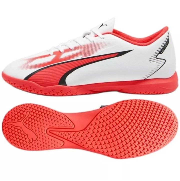 Brand New Puma Ultra Play IT 
White Black Fire Orchid 
Indoor Soccer Shoes
Men Sizes available 7.5, 11.5