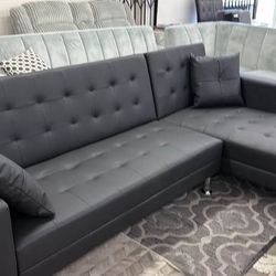 New Black Or White Leather Sectional / Sleeper.  Free Delivery!