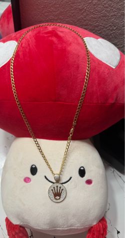 Gold chain 14k with diamonds pendant 14k