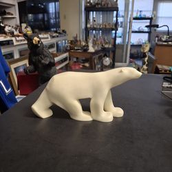 Gorgeous White Polar Bear Sculpture Polished Cast Resin 9"L x 4.5"H Weighs 2LBS