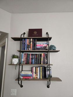 Industrial Wall-Mount Ladder Shelf