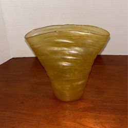 Consolidated Glass Catalonian Honey, Gold With Bubbles And Ripples Vase Circa 1927  7” X 7” Fan ShapedA10