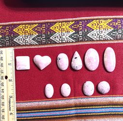 Ten Pieces (10) Cabochon Rodonithe Semiprecious Stone From Perú
