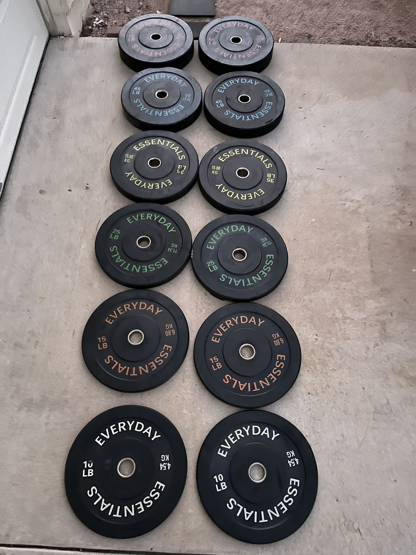 370lb Olympic Bumper Plate Set Weights 