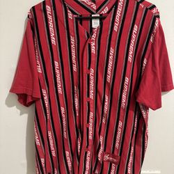 Supreme Jacquard Logo Baseball Jersey Red Size Medium