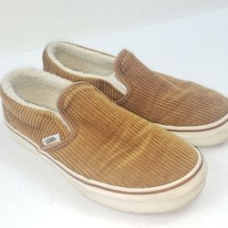 Vans Unisex Off The Wall Womens 7 Mens 5.5 Casual BoatShoes Faux Fur Lined Brown