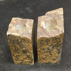 Pair Of Granite Candle Holders