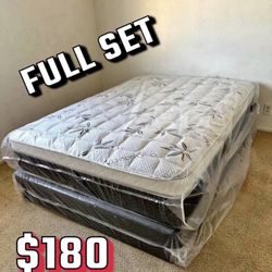 Full Size Pillow Top Mattress With Box Spring Included 