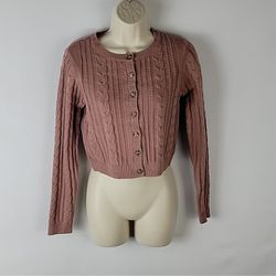Wild Fable women's mauve cable knit cardigan sweater, size M, NWT 