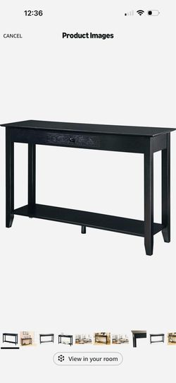 Black console table with one drawer
