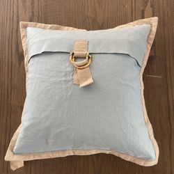 Pottery Barn Cotton Linen Blue Pillow Cover 18"x18"