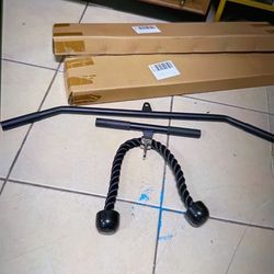 TRICEP PRESS DOWN SET & LAT OULLDOWN CABLE ATTACHMENTS-TRICEP ROPE, ROTATING BAR,