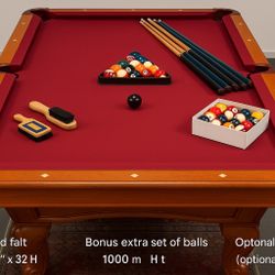 Stunning Red Felt Pool Table