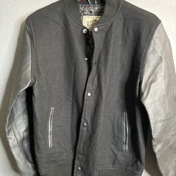 Vintage 80s Reason brand - Designed in New York black x black bomber letterman jacket- Men Large