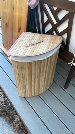 Eco friendly bamboo laundry basket with canvas bag