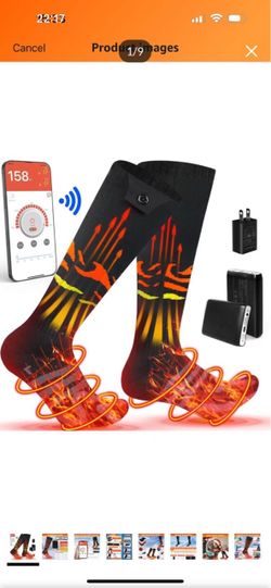 Heated Socks 7.4V 5000mAh Battery Rechargeable Electric Heating Sock for Women Men,Upgraded Foot Warmer Socks with APP Control & 4 Heating Setting,for
