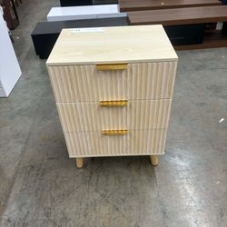Nightstands with 3 Drawers & USB Charging, Fluted Wooden Storage,