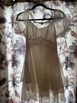 Small Sheer Cream Mini Dress with Ruffle Sleeves
