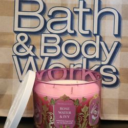 Bath And Body Works 3 Wick Candle Rose Water & Ivy Scent Brand New