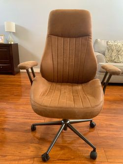Brown Suede High-Back Office Chair