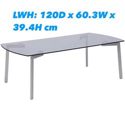 On Sales-Smoked Glass Coffee Table with Silver Metal Legs