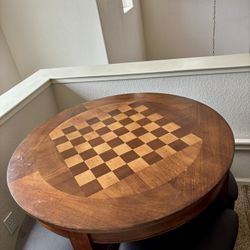 Solid Wood Checkered Table w/ 4 Chairs