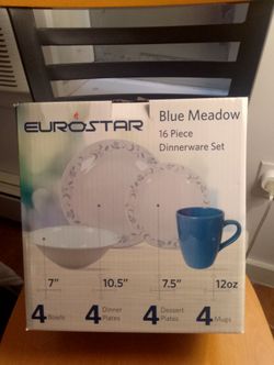 Eurostar Blue Meadow 16-Piece Dinnerware Set