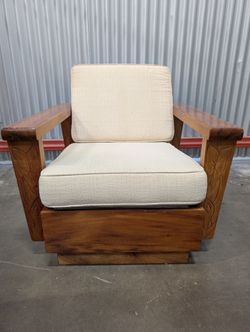 Mid-Century Modern Hardwood Armchair with Carved Leaf Design