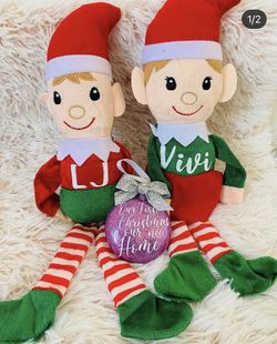 Personalized Elf Couple With Personalized Ornament