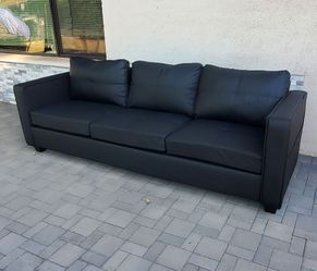 New Black Faux Leather Sofa