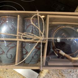 Ceramic Tea Set New Original Box -Pot And 4 Cups