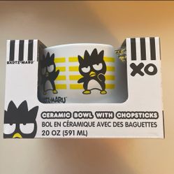 Sanrio Badtz-maru Ceramic Ramen Bowl and Chopsticks Set 
