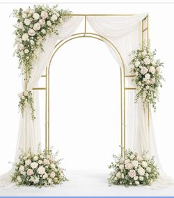 3D Metal Wedding Arch Frame, Gold Square 3D Backdrop Stand for Wedding Ceremony, Reception, Engagement Party, Birthday, Photo Booth & Event Decor