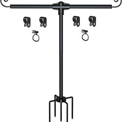 Garden Flag Stand Holder with 5 Prong Base for Double Flags - 3/4 Inch Extra Thick Heavy Duty Yard Flag Holder for Outside 12x18 Home Patio Decor