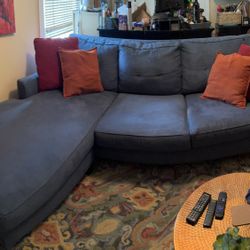 Denim Blue (faux Suede) Chaise Sofa 