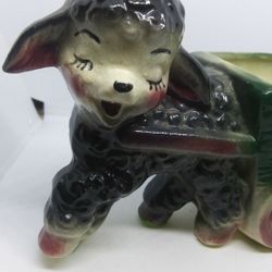 VINTAGE BLACK LAMB WITH CART