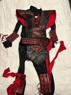 Kids Red and Black Ninja Costume Size Medium 8-10