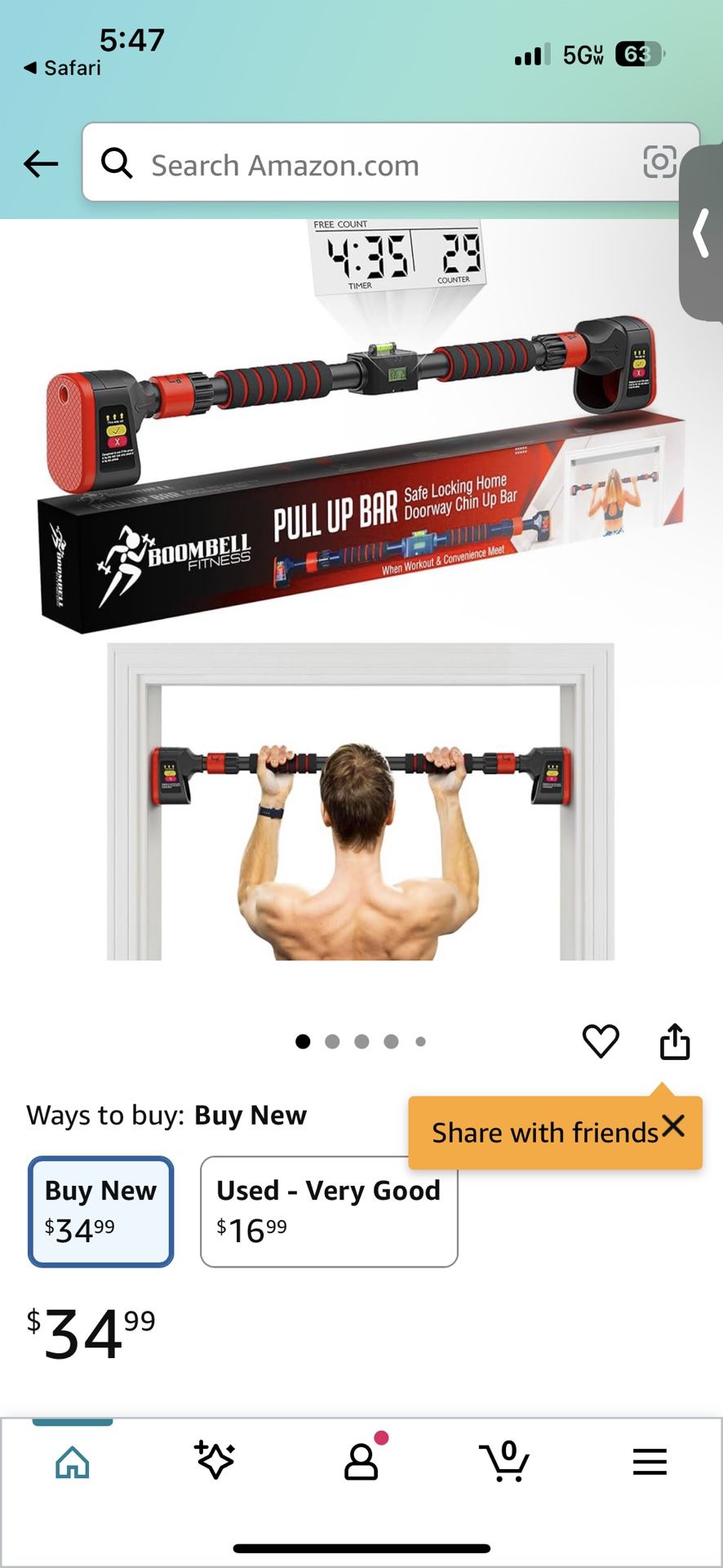 NEW Pull up Bar W/ Digital Rep Counter Never Used