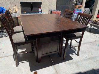 Counter Height Dining Table Set with 4 Chairs and Built In Storage