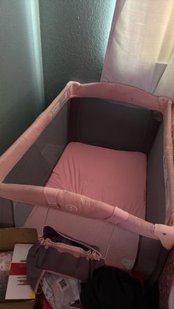 Pink Baby Bassinet / Bedside Sleeper with Mattress Included