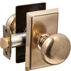 Providence Door Set with Round Brass Knobs Privacy in Antique Brass. Doorsets.