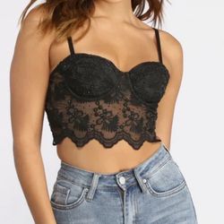 Windsor women’s Scalloped Lace Rhinestone Bustier Small