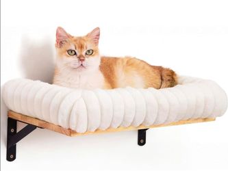 Wall-Mounted Cat Shelf with Plush Cushion