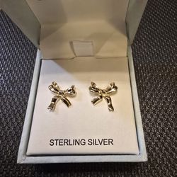 Charlotte And Lexi Sterling Silver Bow Earrings