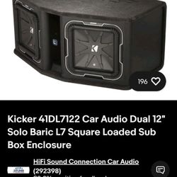 Kicker Q-Class DL712 Dual L7 12-Inch Vented Enclosure Subwoofer