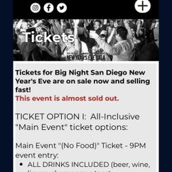 2 Tickets For Big Night San Diego 
