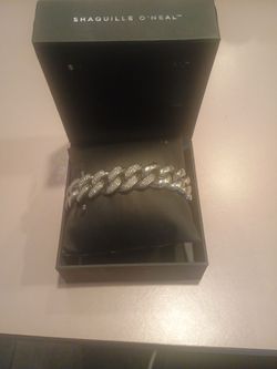 Heavy stainless steel simulated diamond bracelet